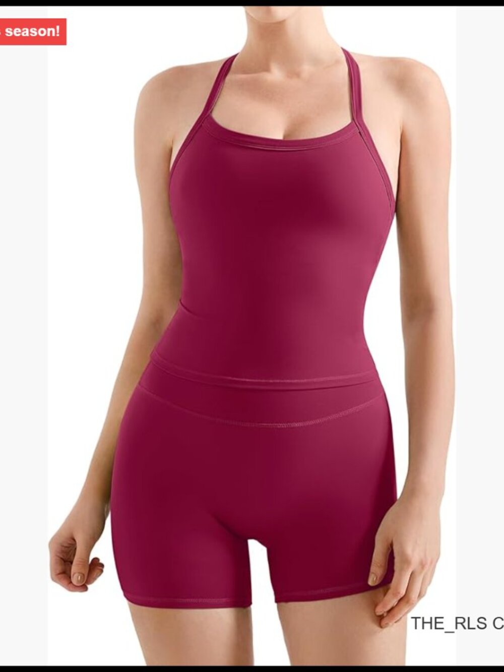 High Waisted Tummy Control Biker Shorts Halter Padded Tank Top Set